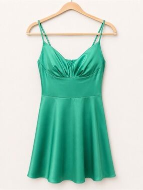 B. Darlin Green Satin Party Dress